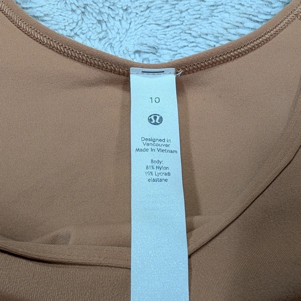Lululemon Top Womens 10 Brown Dusty Clay Align Long Sleeve Crop Soft Nulu